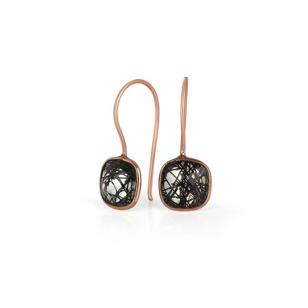 Rutilated Quartz Earrings in Rose Gold - Image 3