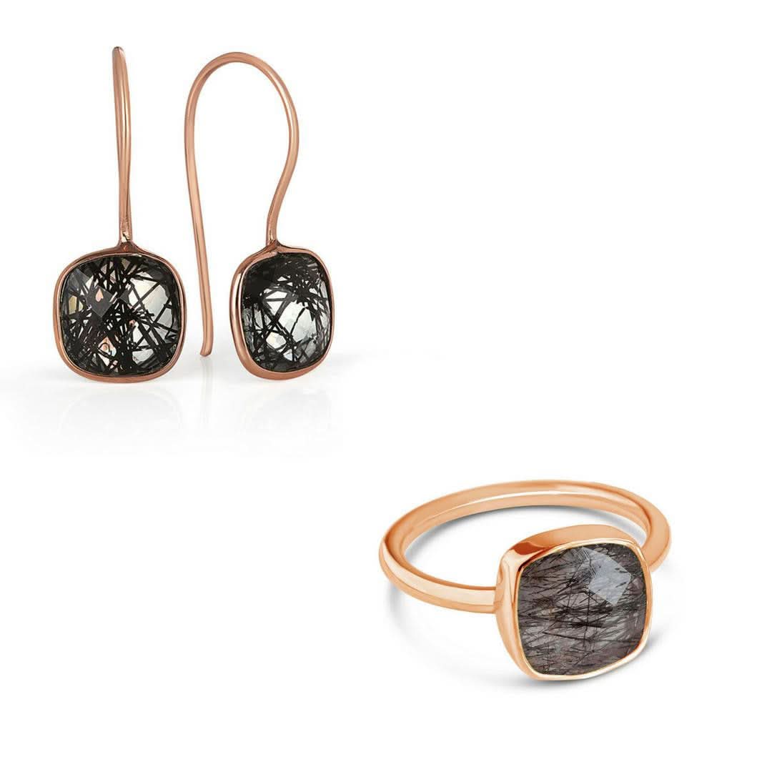 Rutilated Quartz Earrings in Rose Gold - Image 4