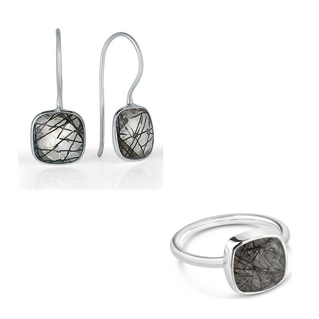 Rutilated Quartz Earrings Silver - Image 4