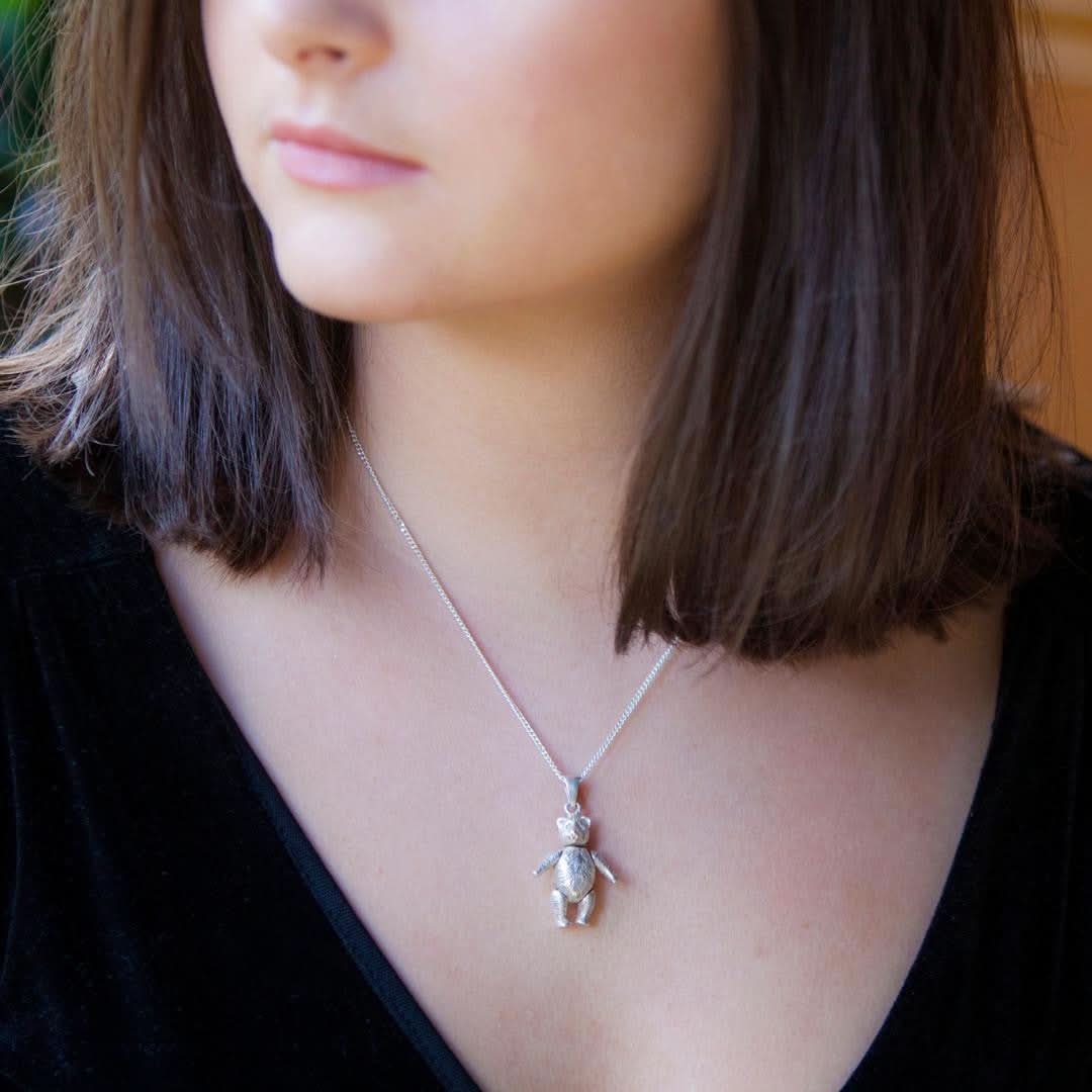 Silver Teddy Bear Necklace - Image 4