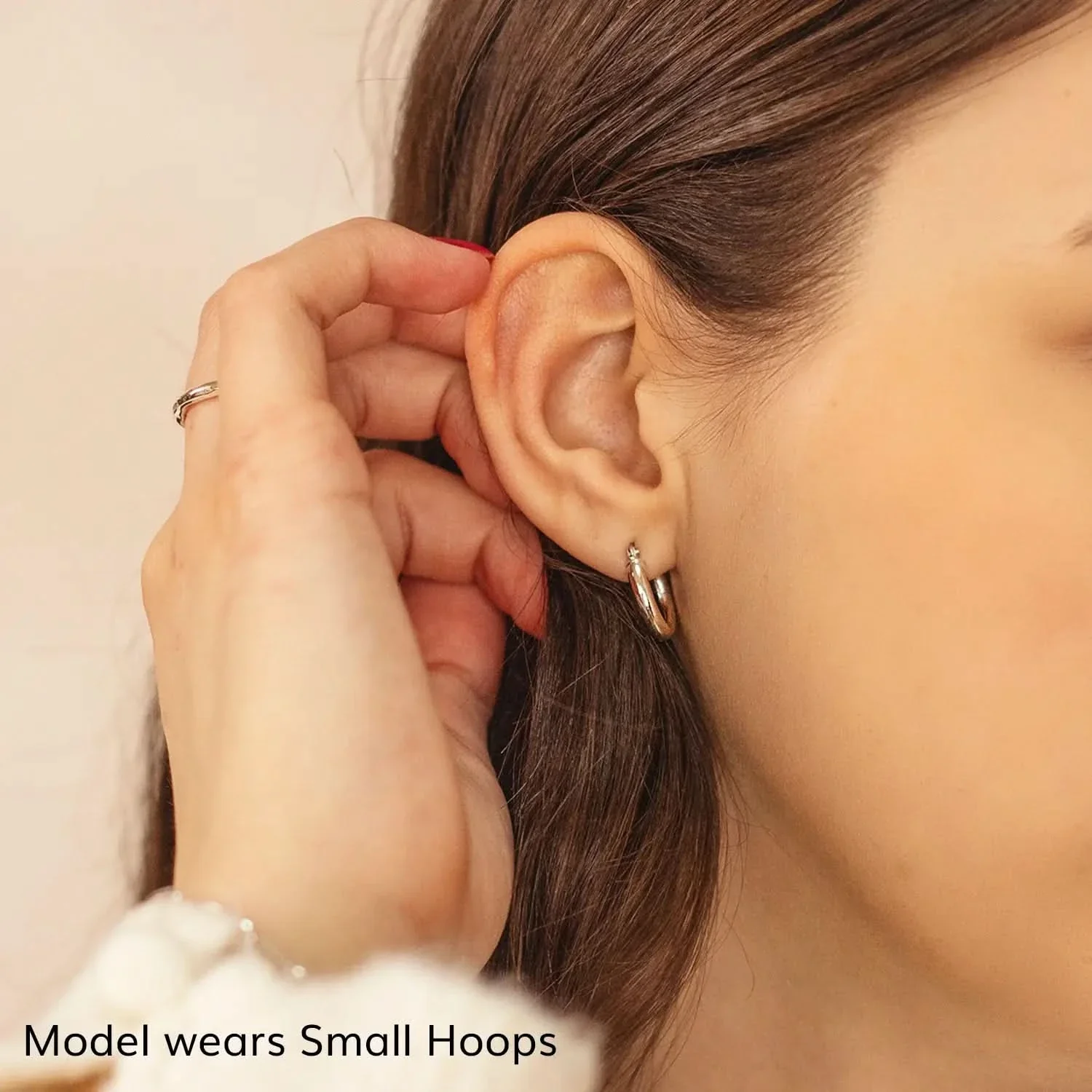 Solid White Gold Chunky Hoop Earrings - Image 10