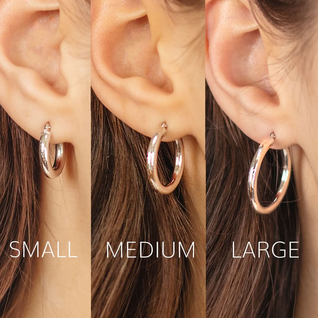 Solid White Gold Chunky Hoop Earrings - Image 4