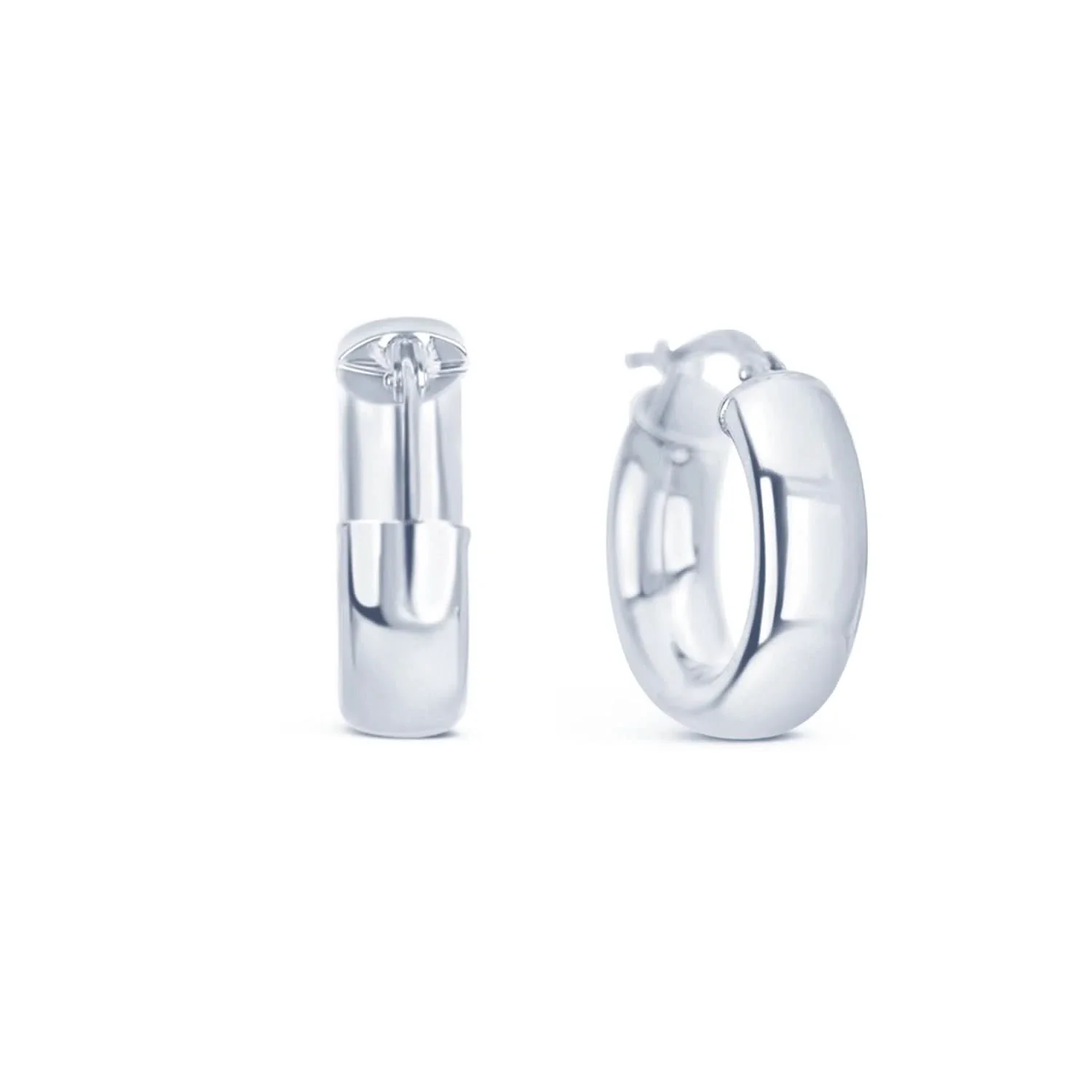 Solid White Gold Chunky Hoop Earrings - Image 6