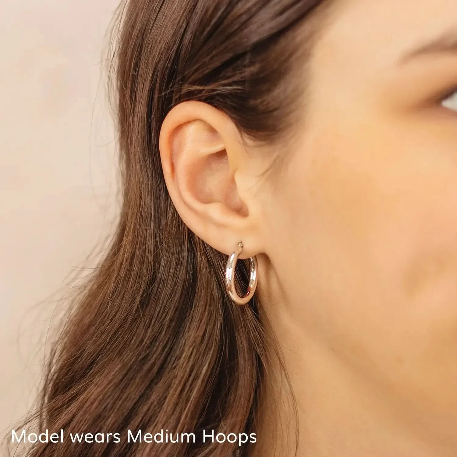 Solid White Gold Chunky Hoop Earrings - Image 7