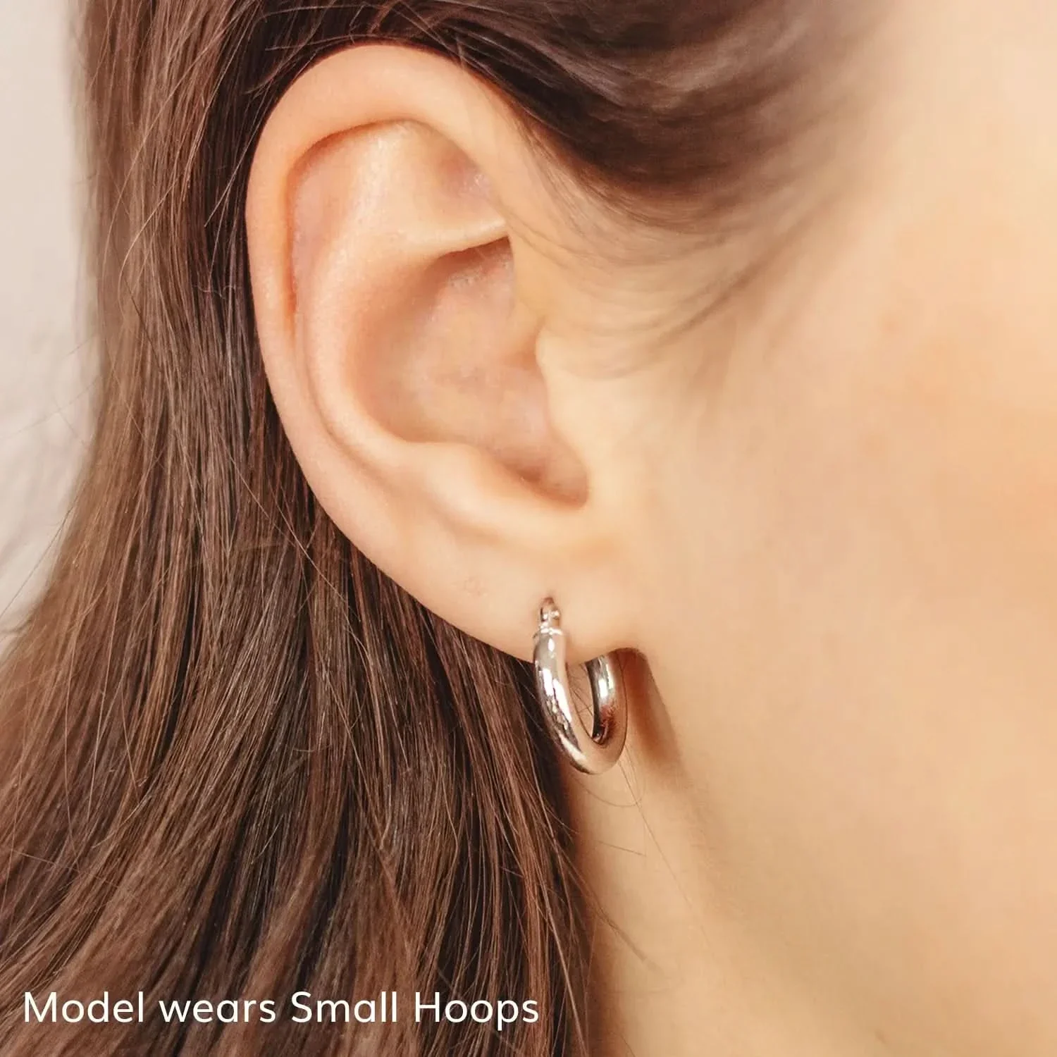 Solid White Gold Chunky Hoop Earrings - Image 8