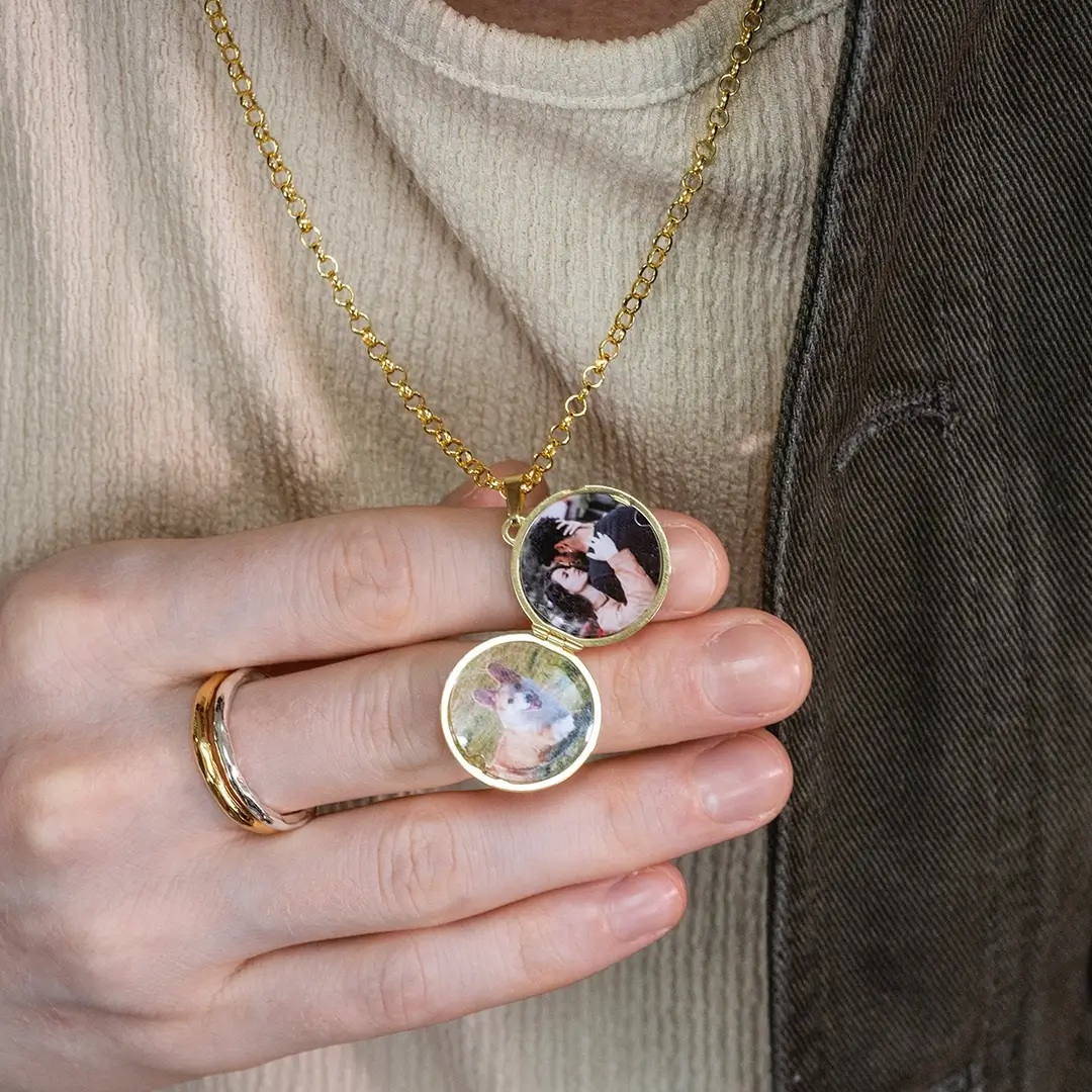 Men's St Christopher Locket Necklace Gold & Silver + Photos - Image 3