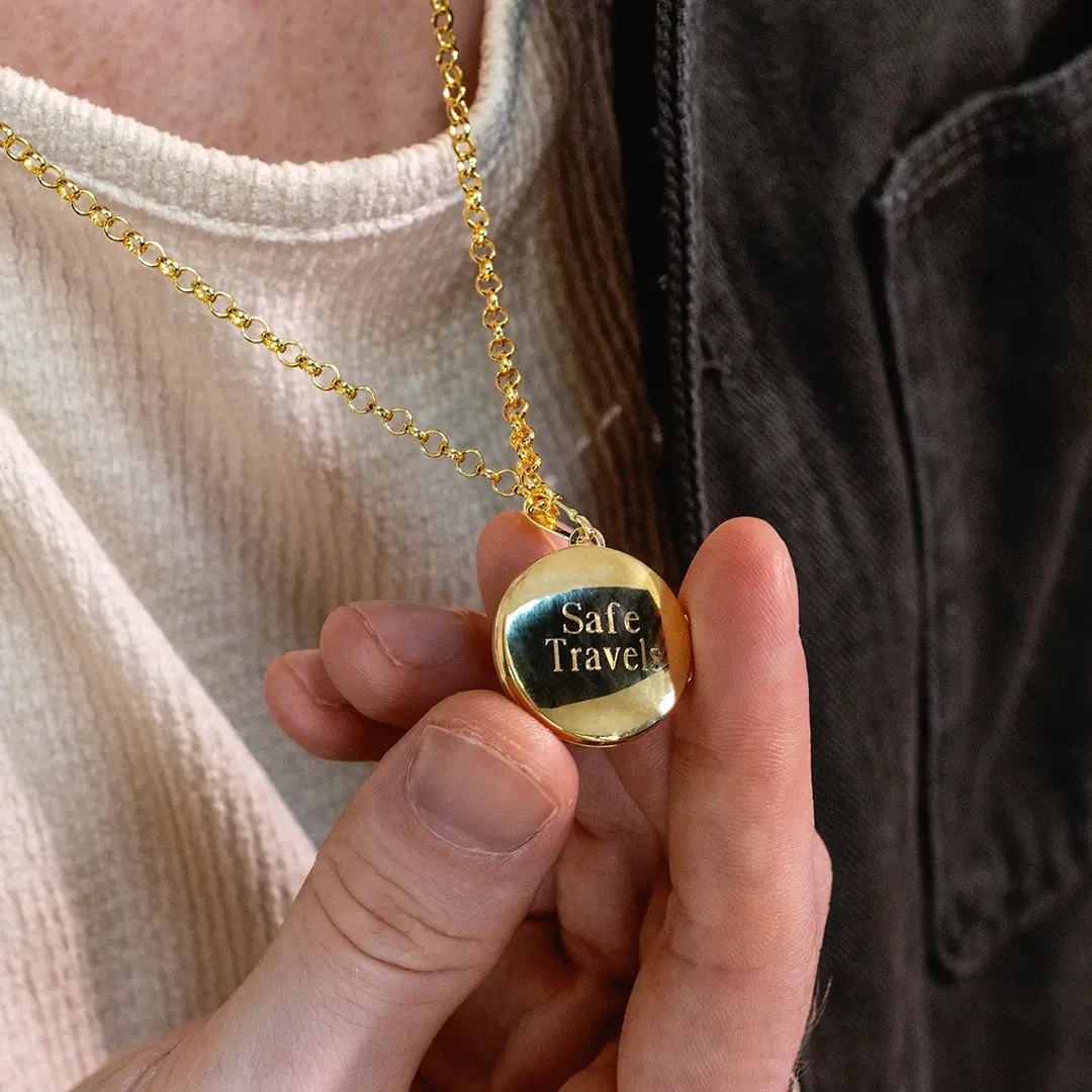 Men's St Christopher Locket Necklace Gold & Silver + Photos - Image 7
