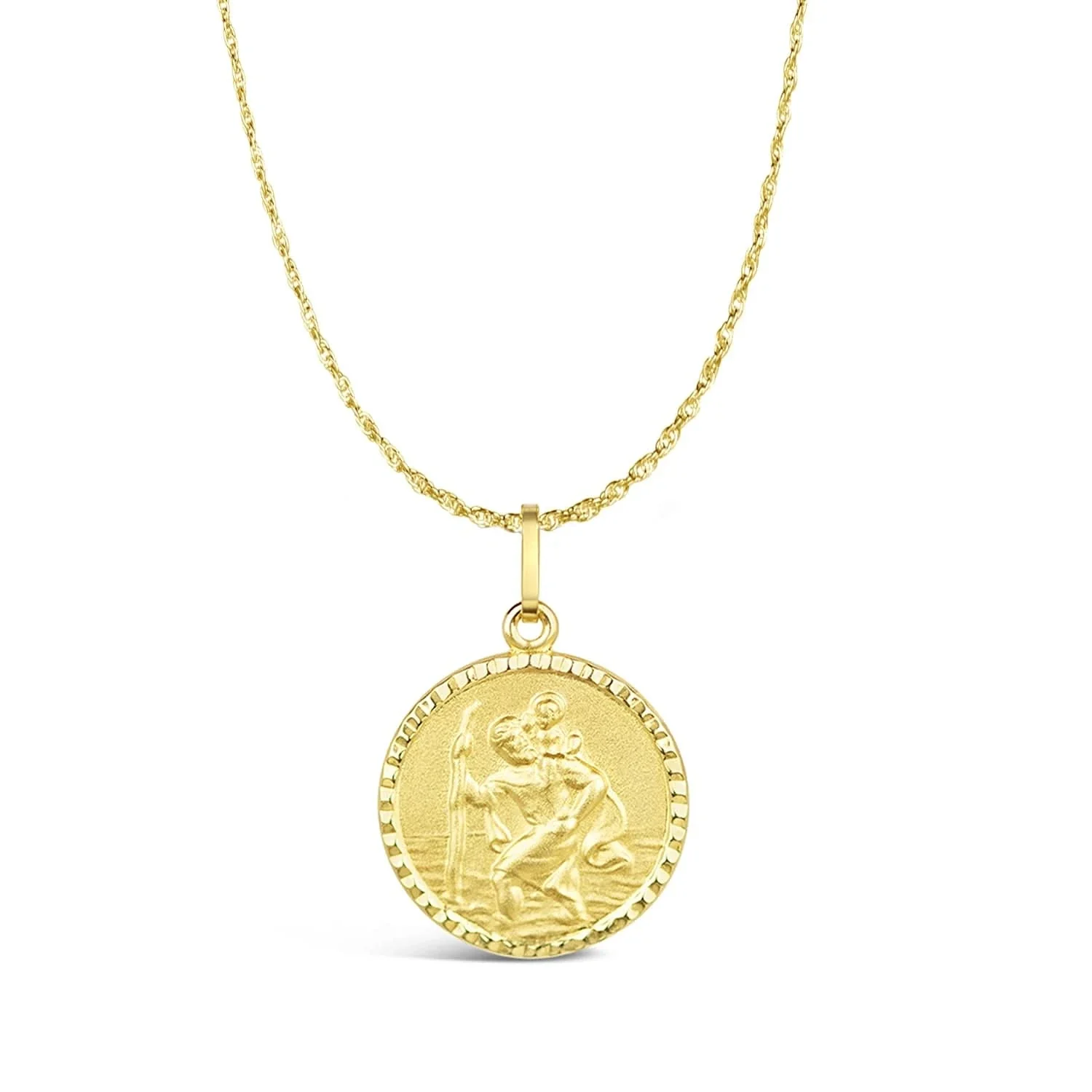St Christopher Necklace Solid Gold + Engraving - Image 3