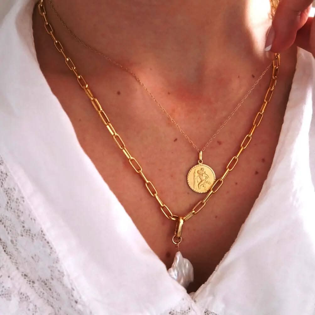 St Christopher Necklace Solid Gold + Engraving - Image 7