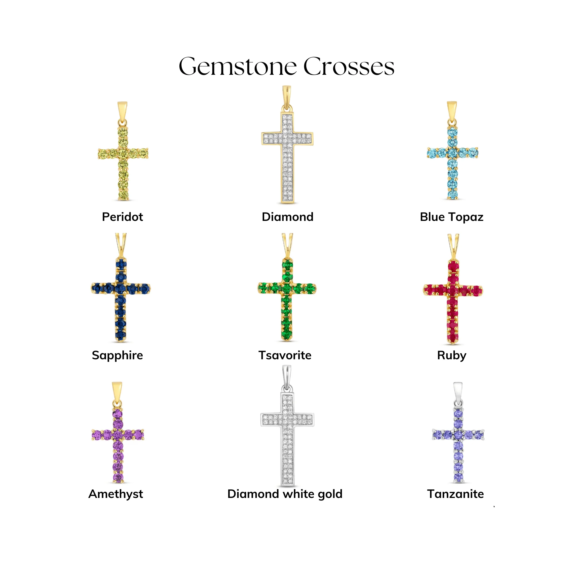 Peridot Cross Necklace in Solid Gold - Image 4