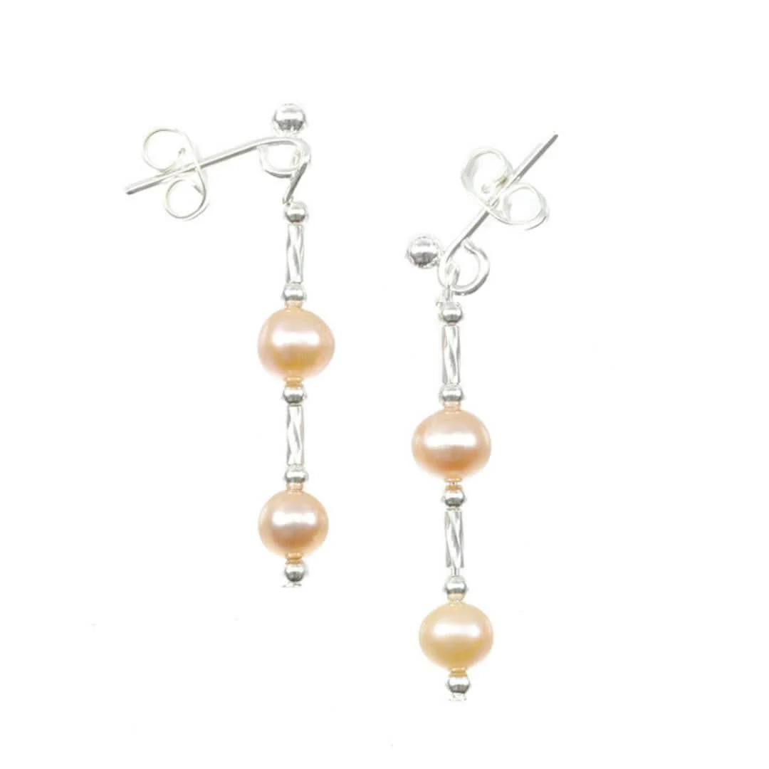 Twist Pearl Earrings Champagne - Image 3